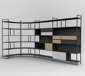 Modern metal bookshelf cabinet 5 shelf bookcase industrial style bookcase iron pipe shelf meubles de salon de coiffure