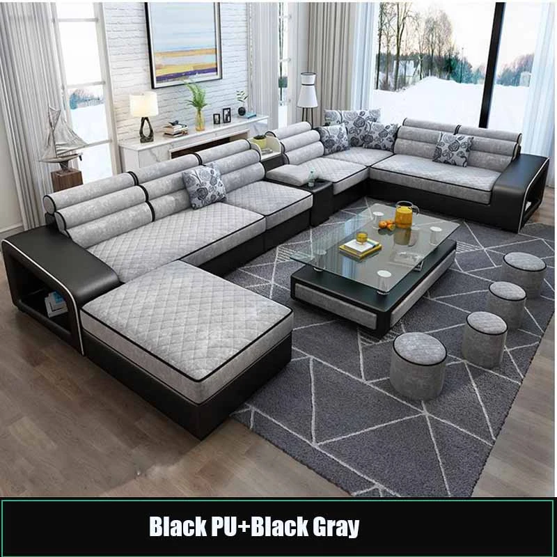 Modern style new  design living room fabric U shope sofa wholesale price