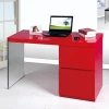 Modern style office furniture high gloss MDF computer desk with drawers