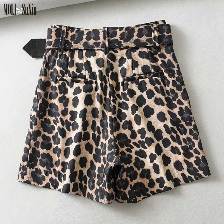 MOLI Summer Women Leopard Print Shorts Polyester And Spandex Shorts Short Pants Woman