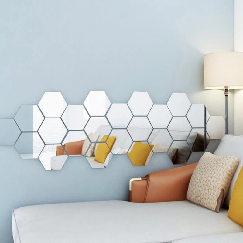 Multi-color 3D Wall Stickers Hexagon Mirror DIY Home Decor Mirror Decor Stickers Art Wall Decoration Stickers