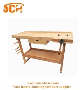 multifunction rubber wood woodworking workbench with vise
