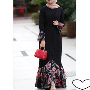 Muslim Dress Embroidery Dubai Kaftan Flowers Lace Cardigan Long Robe Kimono Ramadan Arabic Islamic Prayer Clothing