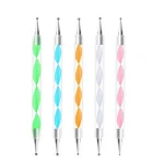 Nail Art Dotting Tool 5pcs/sets Nail  Point drill pen Crystal rod two head  screw  pen