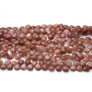 Natural Chocolate Moon Stone Heart Faceted Beads
