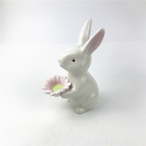 new 2020 white diy happy ceramic easter party crafts bunny rabbit figurine product home decorations supply