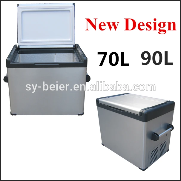 new 70L 90L stainless steel 12v 24v portable car fridge freezer with compressor best for camping