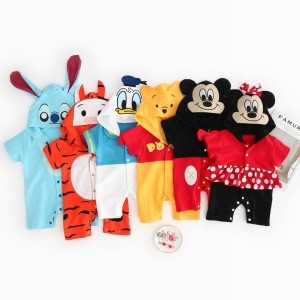 New Arrival Summer Baby Clothes Cute Animal Cartoon Baby Rompers with Hooded Baby Jumpsuit