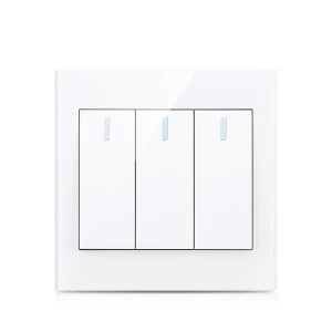 New BS UK Home Electric AC Power White Wall 3 Gang 1  Way Light Switch