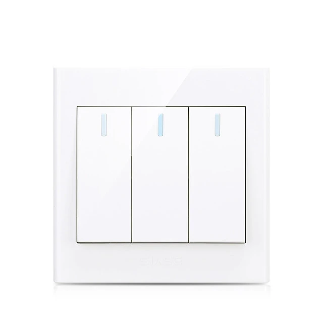 New BS UK Home Electric AC Power White Wall 3 Gang 1  Way Light Switch