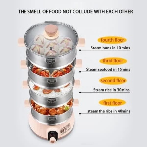 New Design And Popular 5 Layers Stainless Steel  Electric Food Steam Pot electric Steam cooker vegetable steamer food steamer