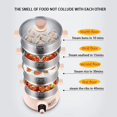 New Design And Popular 5 Layers Stainless Steel  Electric Food Steam Pot electric Steam cooker vegetable steamer food steamer