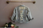 New Fahion toddler girls denim jacket spring autumn new designs baby girls sequins jeans coat clothing