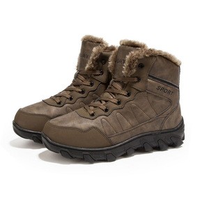 New Lace up Warm  Men PU Upper High Quality Rubber Sole Outdoor Winter Boots