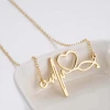 New ladies simple stainless steel doctor medical stethoscope electrocardiogram necklace fashion love heart beat clavicle chain