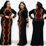 New Muslim Women Dresses Turkish Plus Size Women Evening Dress Diamond Sequin Dress Islamic Clothing