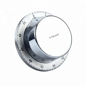 NEW Round Shape Mechanical Kitchen Timer Magnetic Baking Minutes Alarm Sound Stainless Steel