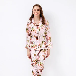 new style satin sleepwear silk pajamas for women
