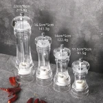 New Trending Transparent Acrylic Flour Mills Manual Spice Shaker Premium Sea Salt and Pepper Grinder Bottle with Ceramic Core