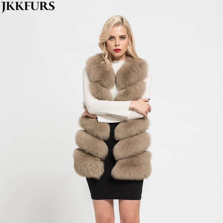 New Winter Women Winter 6 Rows Real Fox Fur Vest Genuine Fox Fur Gilet Autumn Winter Waistcoat