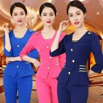 Newest Graceful lady uniform for SPA Beautiful Salon massage KTV etc workwear 2 Piece Women Suits Work clothes