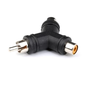 Nickel plated rca plug to dual rca jaks Y type connector