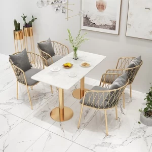 Nordic simple hotel table and chair combination Cafe leisure marble dining table restaurant reception table and chair