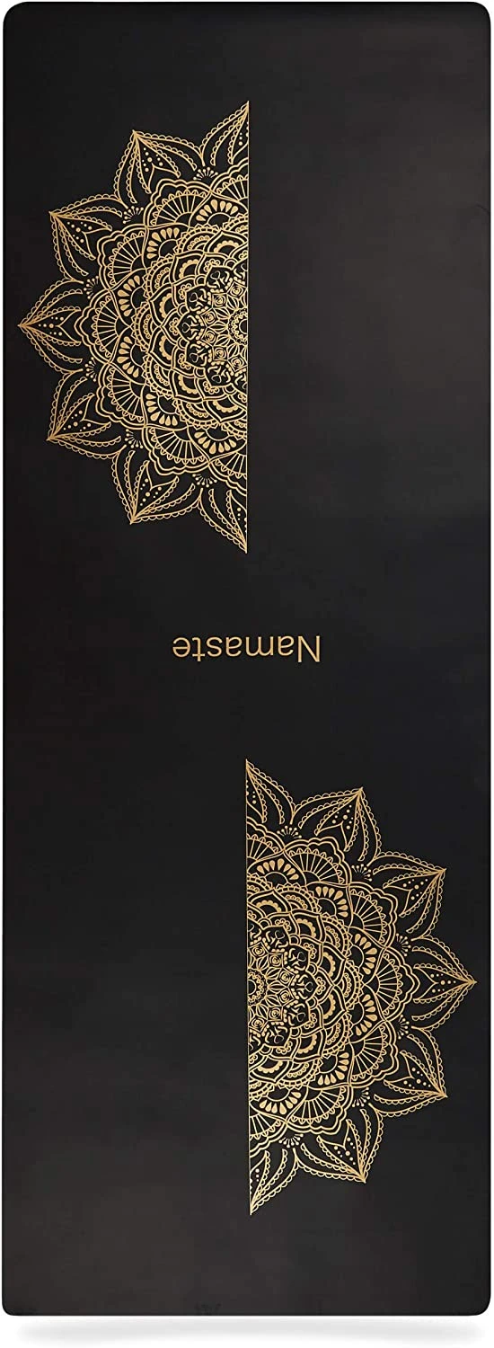 OEM factory custom golden silk printing pu rubber yoga mat