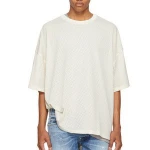 OEM Men Short Sleeve Beige Mesh Oversized T-Shirts