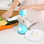 OEM Service Stainless Steel 3 blades Manual Multi-function Cutter Slicer Mandoline Drum Rotary Cheese Vegetable Shredder Grater