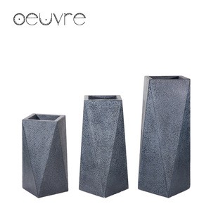 Oeuvre outdoor large  plant pots fiberglass flower pot garden pots for plants succulent planters indoor hotel geometric planter