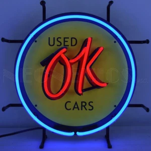 OK used car neon signs glass neon light printing pvc back car garage neon light sign china supplier Shanghai Antuo