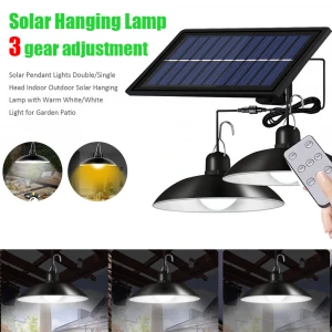 Ourdoor double heads solar power led pendant light with remote control