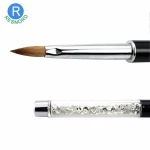 Oval Sable Hair Acrylic Nail Brush Clear Rhinestones Handle Nail Art Tool Kolinsky Acrylic Brush