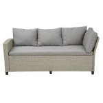 patio 4 piece sectional low dining conversation set- wicker rattan outdoor garden furniture corner sofa set with cushion.