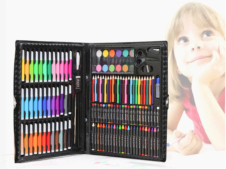 150 PCS Coloring Art Set Painting & Drawing Supplies Kit, Markers, Oil Pastels, Crayons, Colour Pencils, Watercolour Cakes