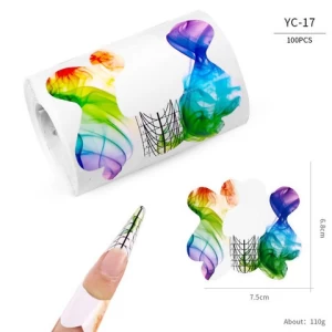 100Pcs/ROLL Nail Protective Paper Holder Extension Form Gel Art Tool Nail Forms Paper Tray French Manicure Nail Sticker