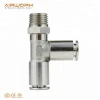 PD 1/2&quot; bsp one touch quick connect 3/8 quick connect pneumatic brass hose connector mechanical pipe fittings tee
