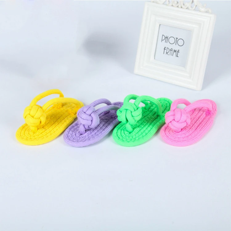 Pet Slipper Shaped Shoes Natural Teething Playing Fun Cord Dog Chew Toys Cotton Twisted Rope