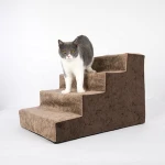 Pet Step 3 Or 4 Steps Dog Cat Stairs Ladder Climb Ramp W/Cover For Couch Or Bed