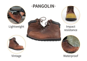 PINNIP Pangolin Safety Boots for Men Work Lightweight Footwear Cow Leather Martin Shoes Men