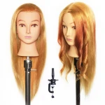 Plastic gold doll cheap human hair styling afro barber training mannequin head for hairdressers