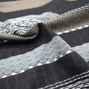 Popular 92%polyester 10%spandex Yarn dyed stripe jacquard stretched swimwear fabric