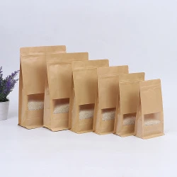 Premium quality kraft paper bread dried fruit snacks zippered bag with a transparent window.