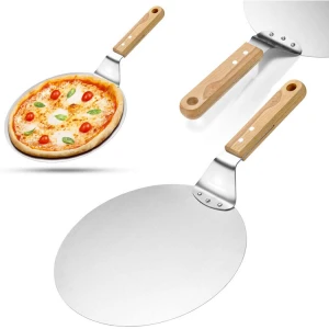 Premium Stainless Pizza Spatula 10" Pizza Peel With Wood Foldable Handle