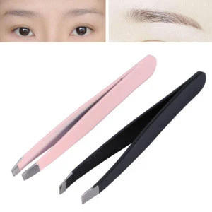 Professional 2Pcs /Set Stainless Steel Eyebrow Tweezers Facial Hair Removal Clips Makeup Beauty Tool