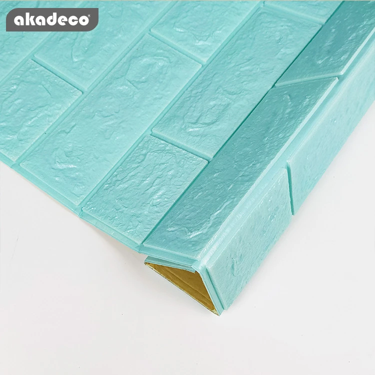 Professional manufacture cheap wholesale high quality blue foam 3d brick adhesive wallpaper
