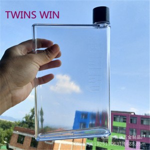 Promotion Custom Logo Plastic Square A5 Notebook Memo Flat Water Bottle 990