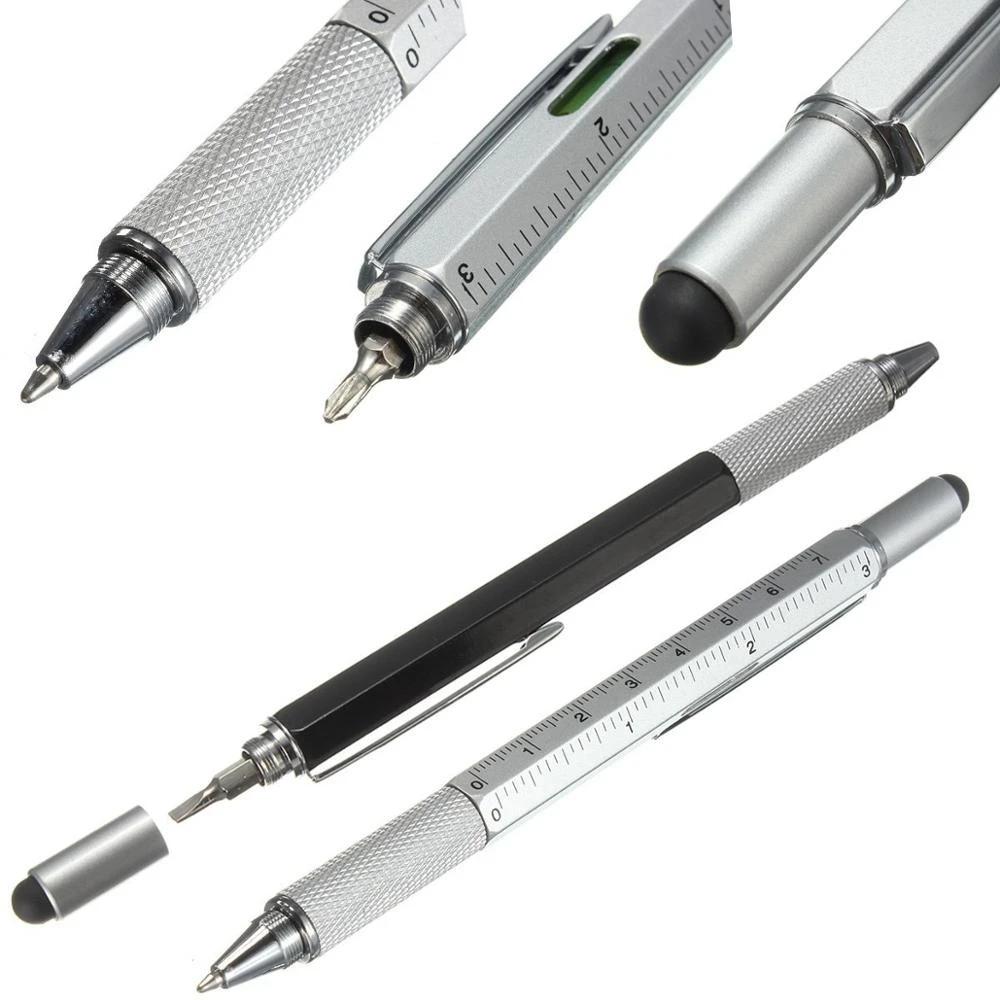 Promotional logo multi functional metal tool pen, multitool 6 in 1 aluminum tool pen with screwdriver