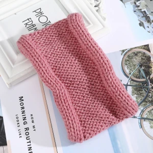 Pure color simple hair accessories women winter soft wide turban wool knitted cotton headband hair accessories headdress